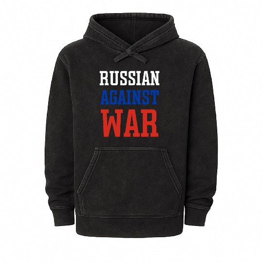 Russian against war Mineral Wash Hoodies