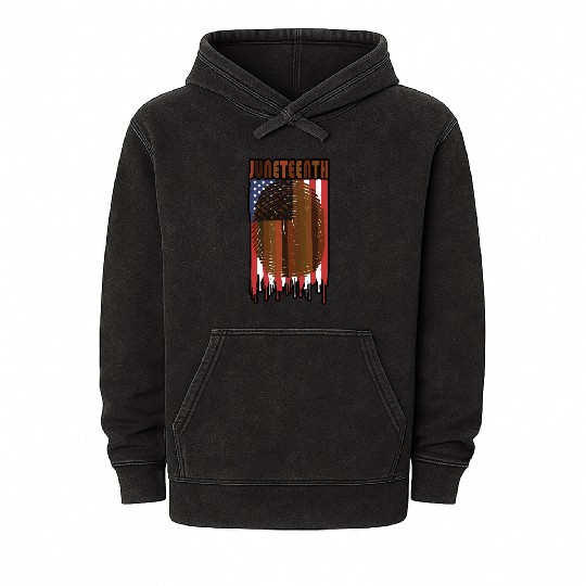 Juneteenth US Flag African American Graphic Mineral Wash Hoodies