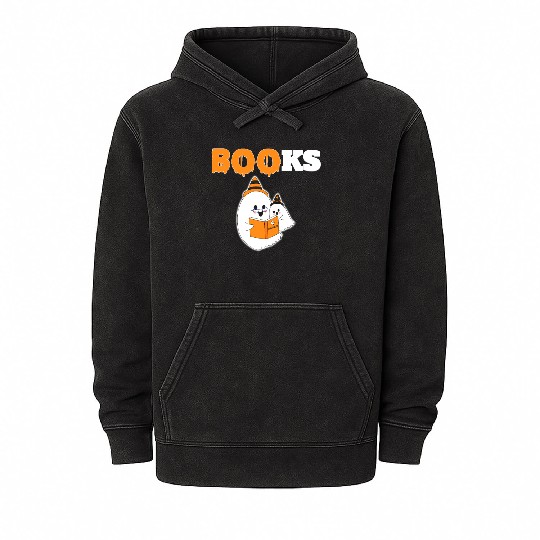 BOO Halloween Librarian Library English Teacher Mineral Wash Hoodies