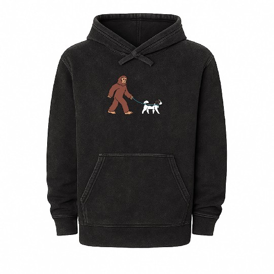 Bigfoot Sasquatch Walking Havanese Mineral Wash Hoodies