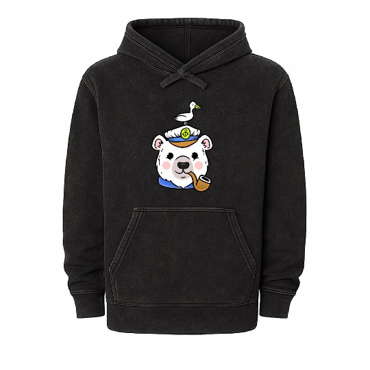 Polar Bear Sailor Captain For Sailing Lover Mineral Wash Hoodies