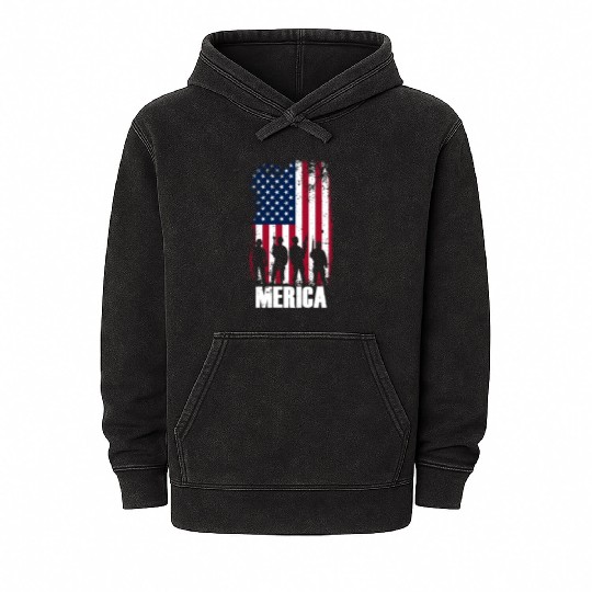 MERICA Independence Day USA 4th of July gift Mineral Wash Hoodies