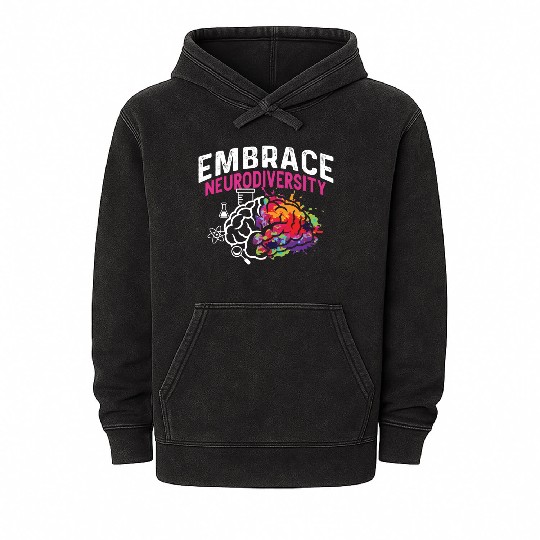Embrace Neurodiversity Psychiatrist Gift Mineral Wash Hoodies