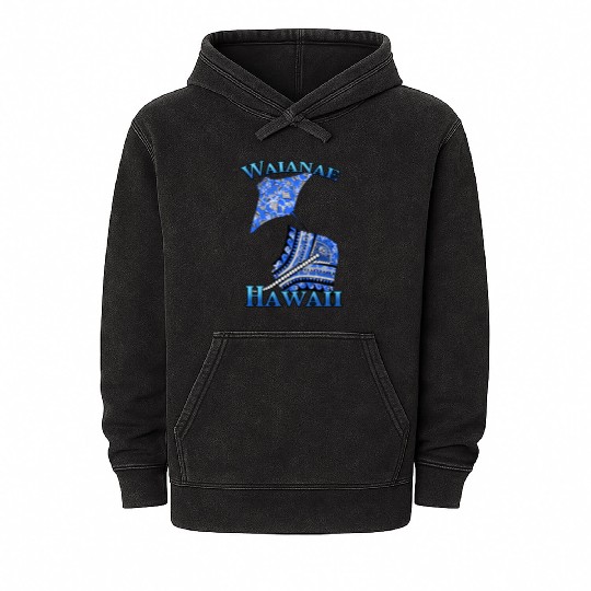 Waianae Vacation Tribal Stingrays Mineral Wash Hoodies