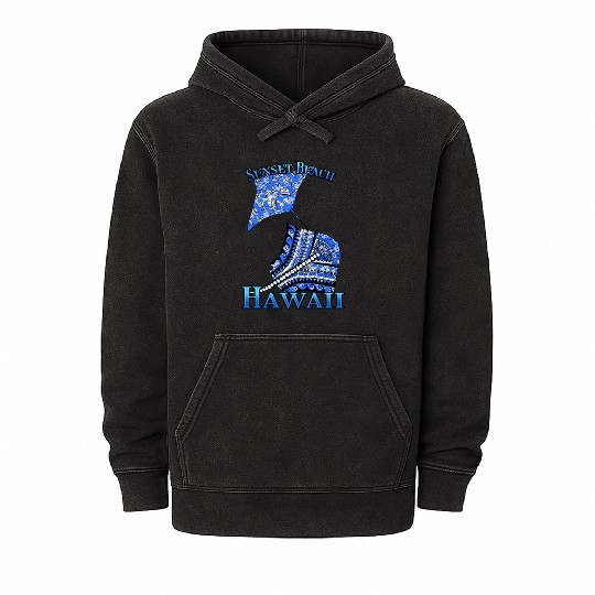Sunset Beach Vacation Tribal Stingrays Mineral Wash Hoodies