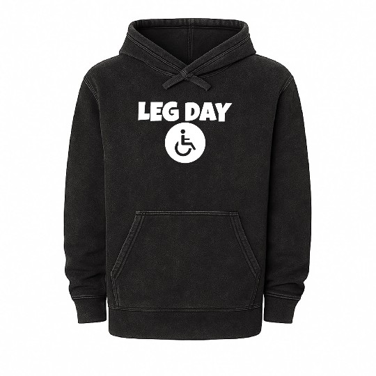 Leg Day Handicapped Wheelchair 14 Mineral Wash Hoodies