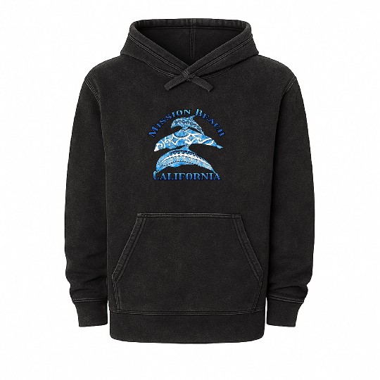 Mission Beach California Vacation Tribal Dolphins Mineral Wash Hoodies