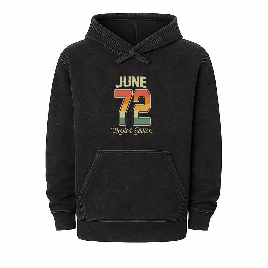 Vintage 50th Birthday June 1972 Sports Gift Mineral Wash Hoodies