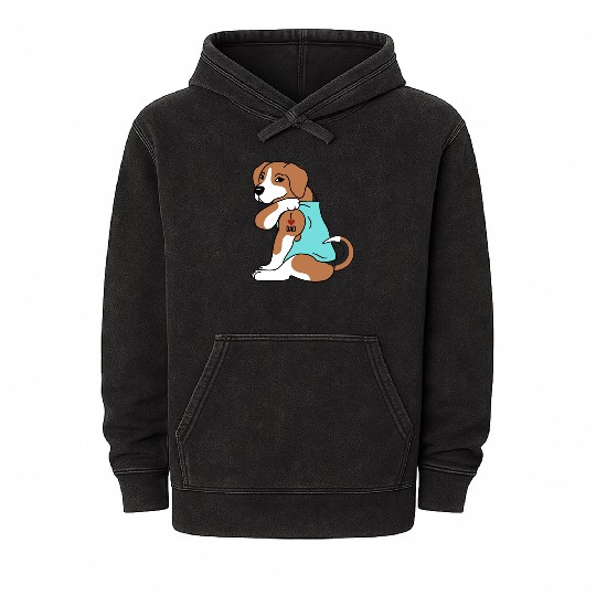 I Love Dad Beagle Mineral Wash Hoodies