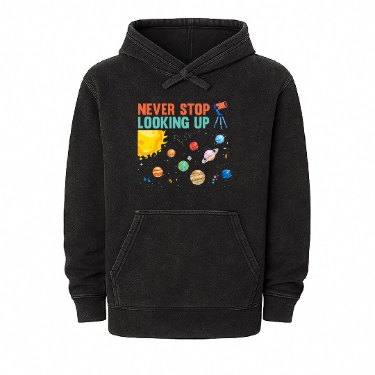 Telescope Solar System Planets Astronomer Mineral Wash Hoodies