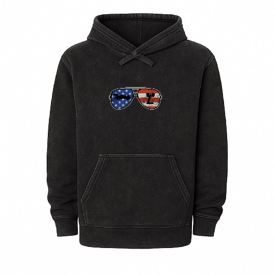 American Flag with RC Car and remote control Mineral Wash Hoodies