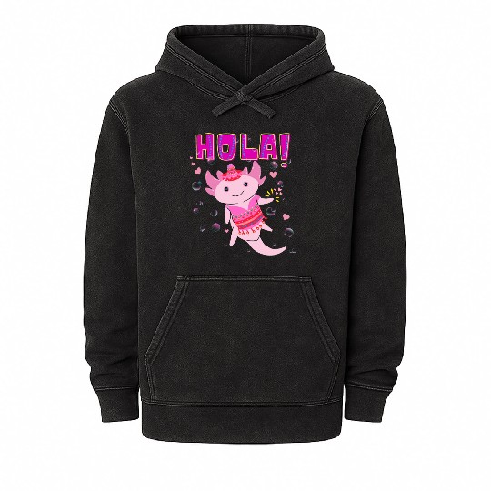 Hola Cute Axolotl - 1 Mineral Wash Hoodies