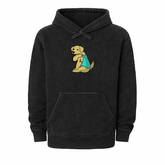 I Love Dad Golden Retriever Mineral Wash Hoodies