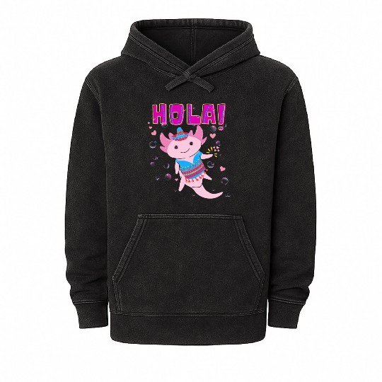 Hola Cute Axolotl - 2 Mineral Wash Hoodies