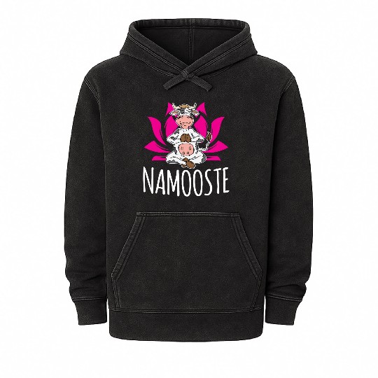 Namooste Cute Funny Silly Yoga Cow Namaste Gift Mineral Wash Hoodies