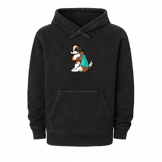 Saint Bernard I Love Grandma Mineral Wash Hoodies