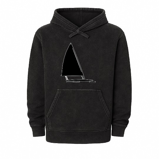 Ice Boat Racing Ice Yacht Silhouette Graphic Ice Mineral Wash Hoodies