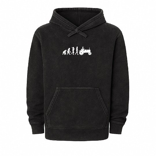 Farmer Evolution Gift Tractor Tractor Mineral Wash Hoodies