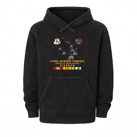 Army 119th Aviation Company Assault Helicopter w S Mineral Wash Hoodies