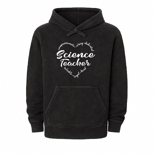 Science teacher with heart design Mineral Wash Hoodies