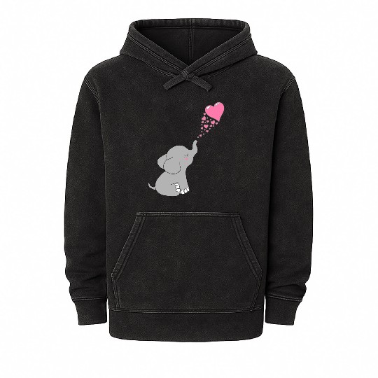 Grey Elephant with love Mineral Wash Hoodies