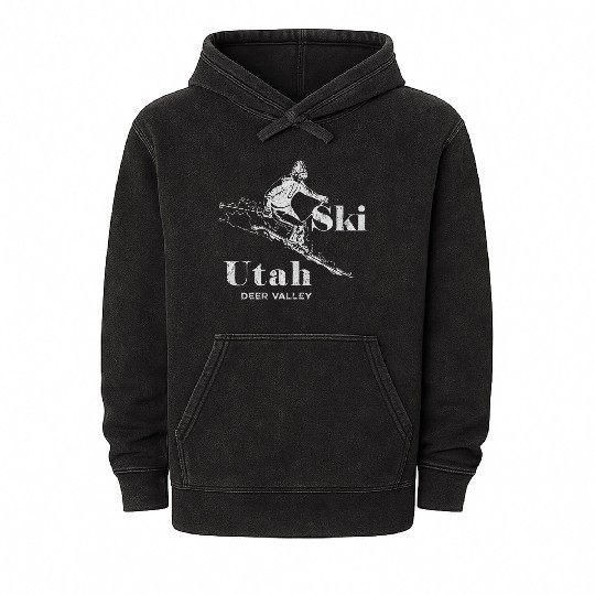 Utah Skiing Deer Valley Ski Mineral Wash Hoodies