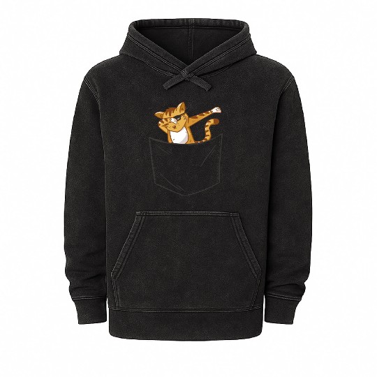 Pocket Cat Mineral Wash Hoodies