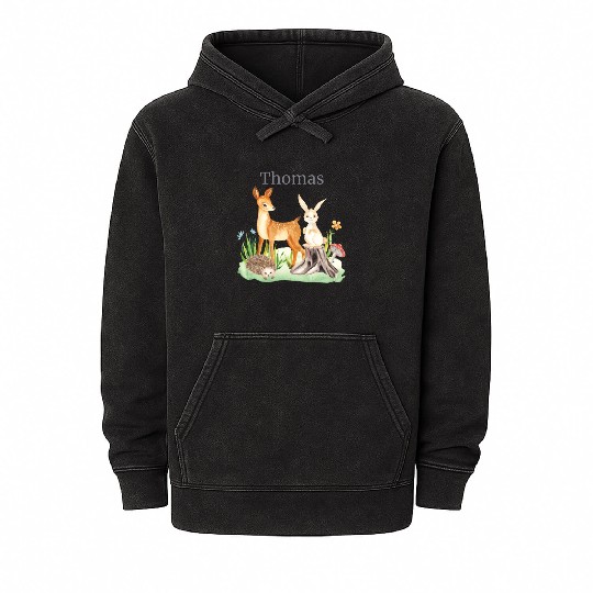 Waldtier Waldtier Reh Hase Hedgehog Flowers Name Mineral Wash Hoodies