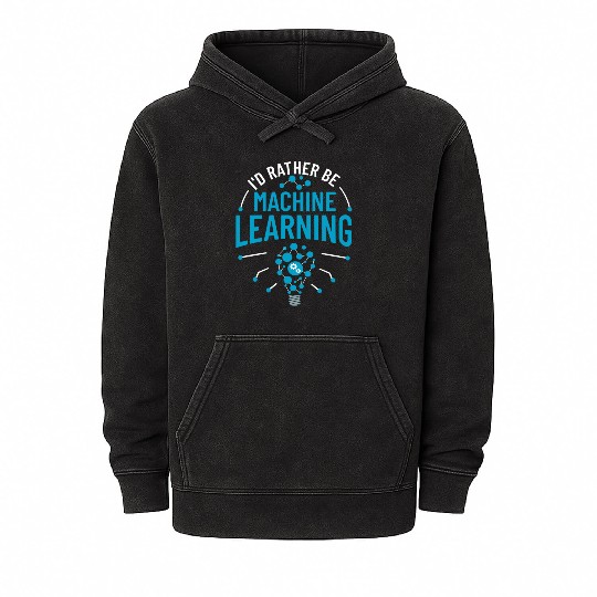 Machine Learning Engineering Algorithm AI Beginner Mineral Wash Hoodies