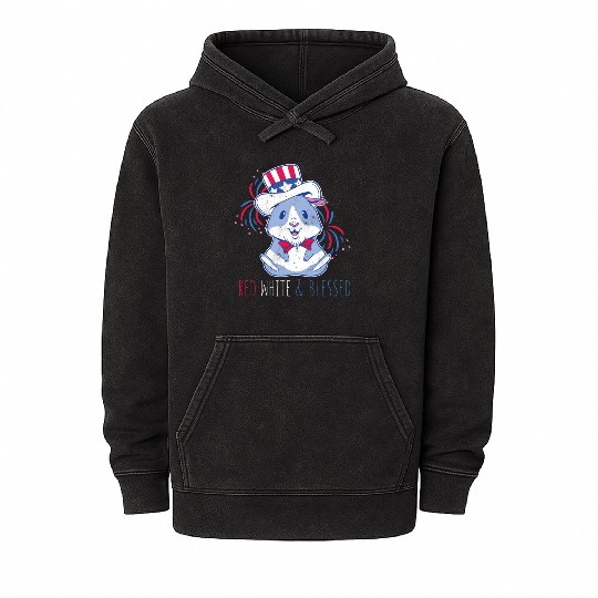Blessed American Pig Guinea USA 4th Of July Mineral Wash Hoodies