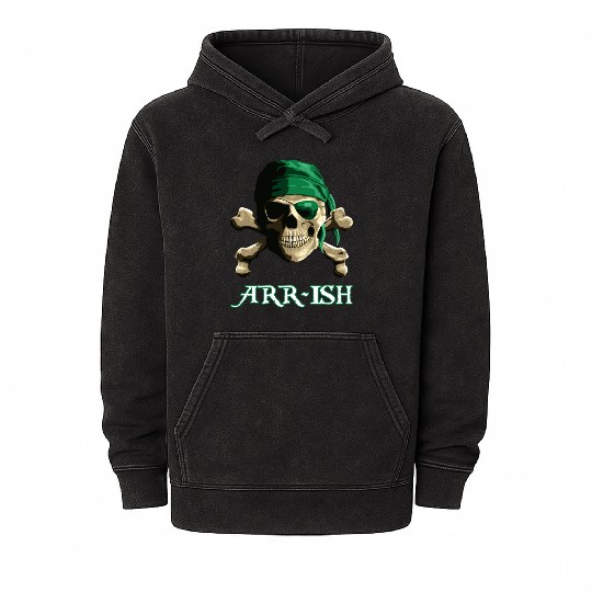 Arrish Funny Pirate Saint Patricks Day Mineral Wash Hoodies
