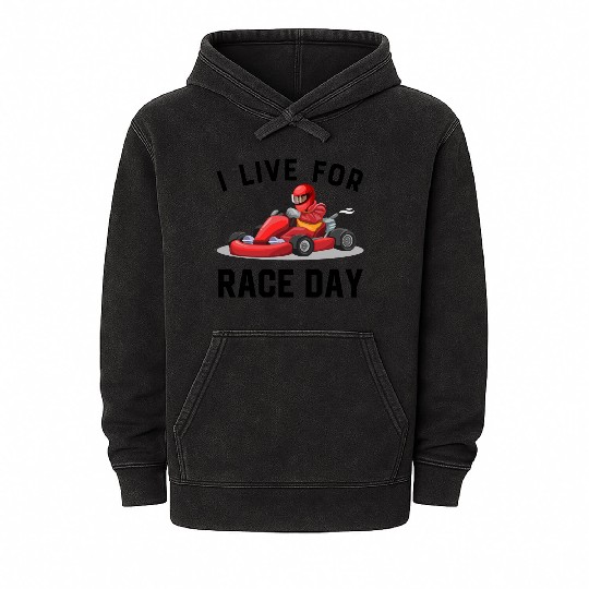 I Live For Race Day Mineral Wash Hoodies