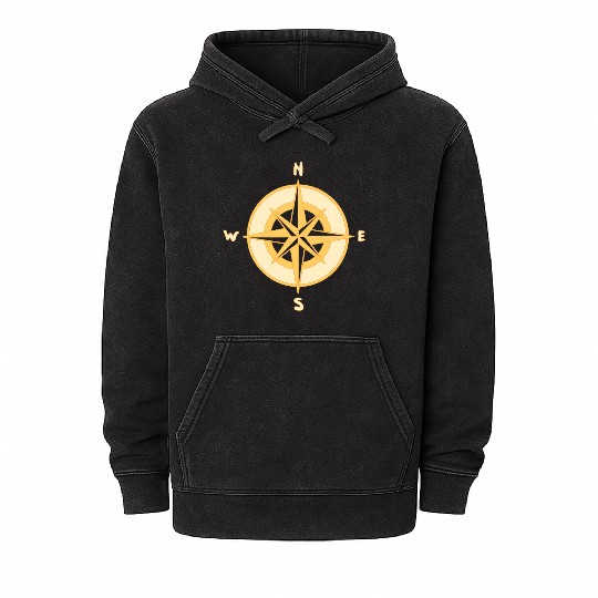 Nautical Compass star / rose, cardinal directions Mineral Wash Hoodies