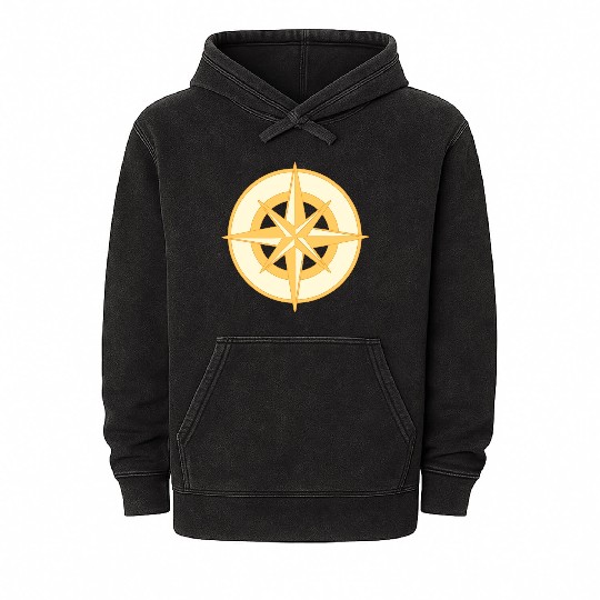 Nautical Compass star / rose, cardinal directions Mineral Wash Hoodies