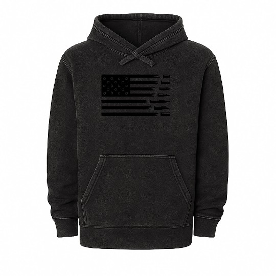 American Flag with bullet Mineral Wash Hoodies
