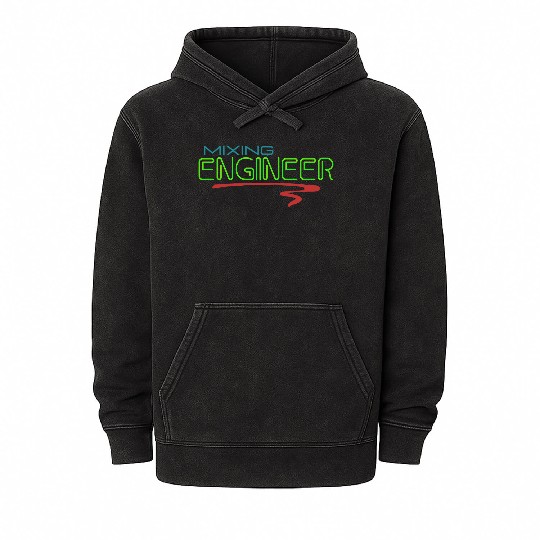 Mixing Engineer Neon Sign Design Mineral Wash Hoodies