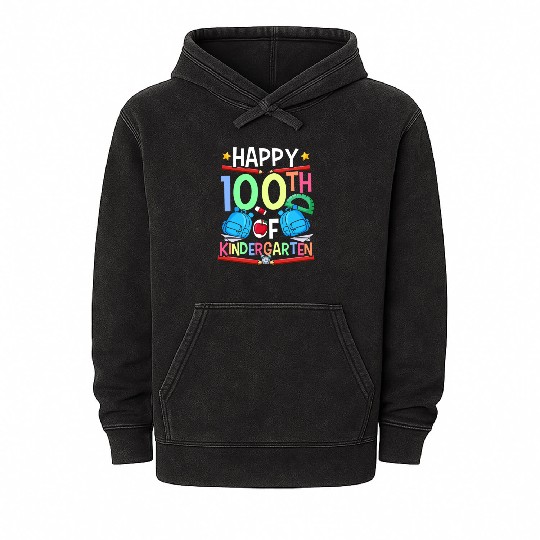 Happy 100Th Day Of Kindergarten Cute 100 Days Mineral Wash Hoodies