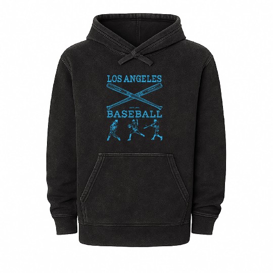 Los Angeles Baseball est 1961 Blue Mineral Wash Hoodies