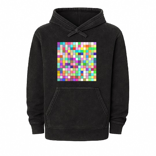 Colorful Squares Pattern Mineral Wash Hoodies
