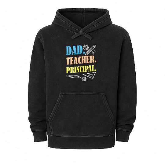 Dad Teacher Principal Homeschooling Homeschool Mineral Wash Hoodies