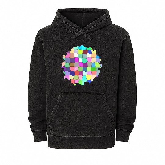 Colorful Geometric Pattern Mineral Wash Hoodies