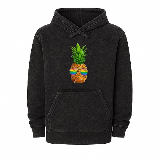 Funny Pineapple LGBT Rainbow Gay Pride Mineral Wash Hoodies
