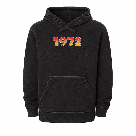 1972 Happiness Year In Orange - Yellow Design Mineral Wash Hoodies