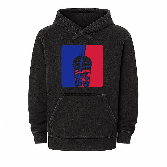 Blue red bubble tea Mineral Wash Hoodies