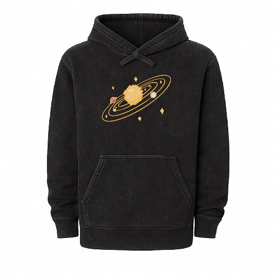 solar system with sparkles doodle Mineral Wash Hoodies