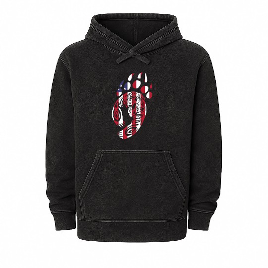 Bear Paw America USA Flag Merica US Stars Stripes Mineral Wash Hoodies