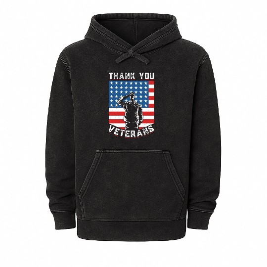 Veterans Day Patriotic Soldiers American Flag US Mineral Wash Hoodies