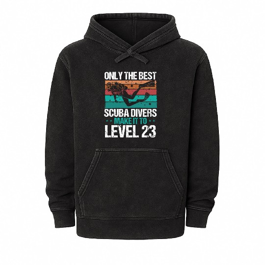23 Scuba Diving Level 23 Year Diver Snorkeling Mineral Wash Hoodies