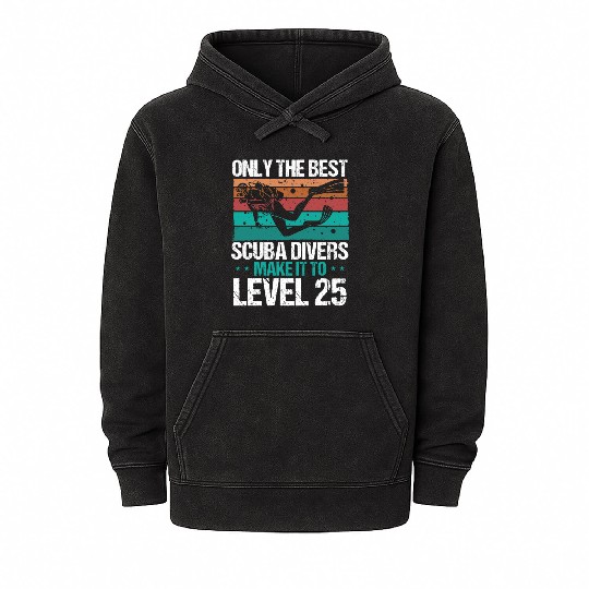 25 Scuba Diving Level 25 Year Diver Snorkeling Mineral Wash Hoodies
