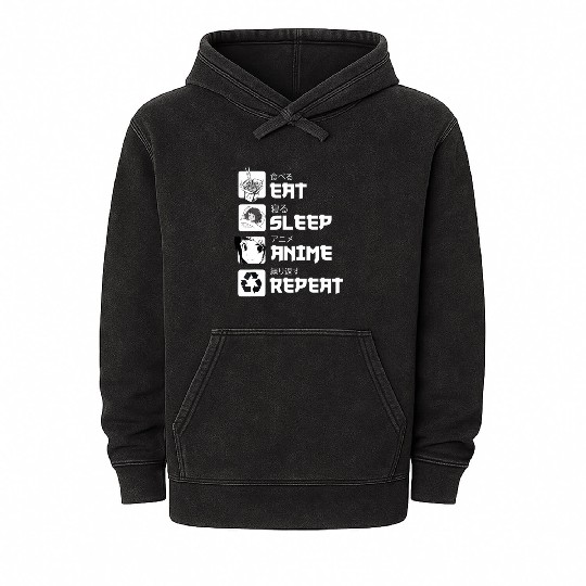 Awesome Anime Eat Sleep Anime Repeat Teenager Mineral Wash Hoodies
